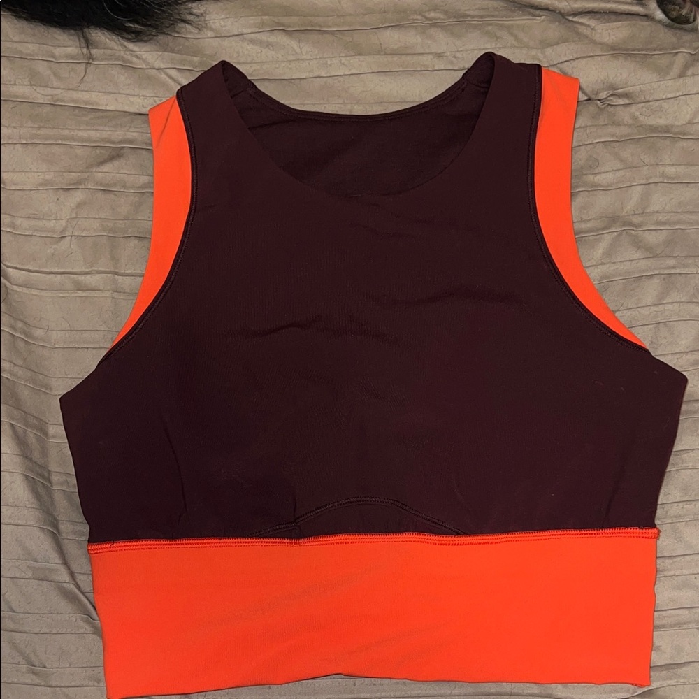 lululemon athletica Burgundy and Orange Crop Top